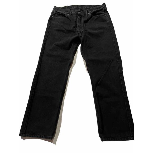 Levis 505 Jeans Mens 38x32 Regular Fit Straight Denim 100% Cotton Black Y2k EUC - Picture 1 of 10